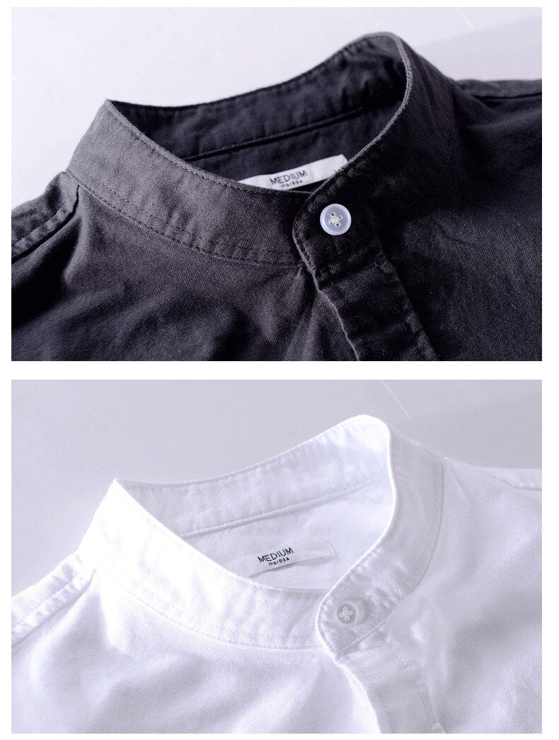 Antonios Casual Pure Cotton Long Sleeve Shirt in black and white, showcasing breathable, smart casual design.