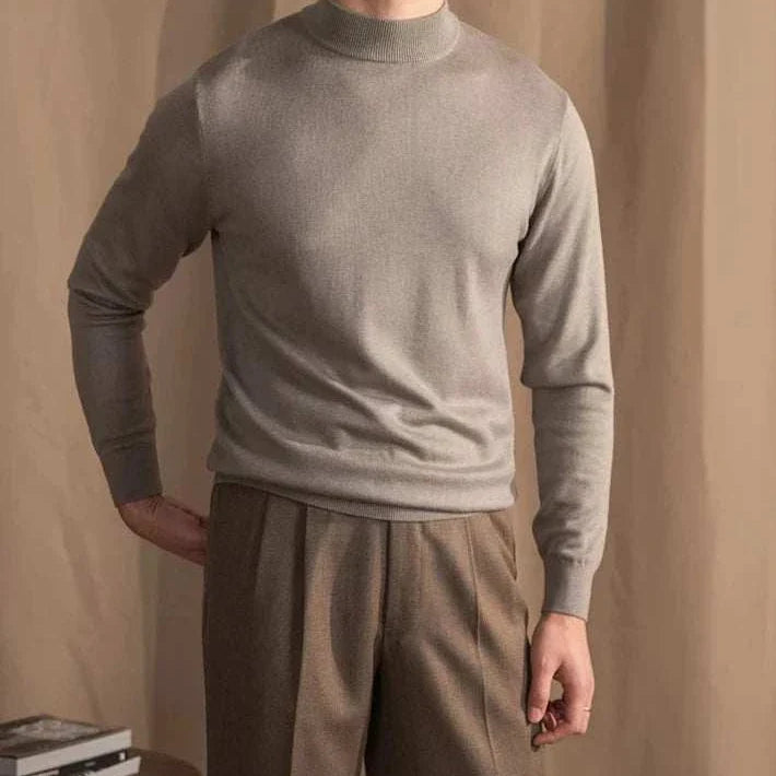 Antonios slim fit half-turtleneck sweater, cozy wool blend, stylish men's fashion.