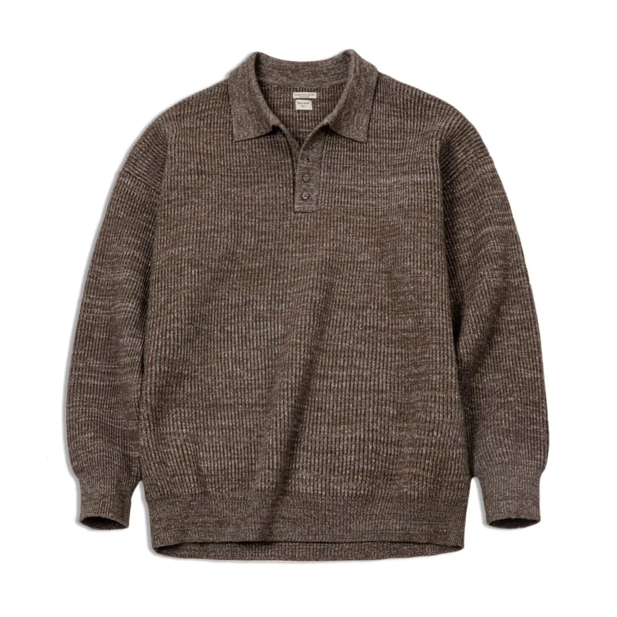 Retro knitted cold season sweater in brown, soft viscose material, long sleeves, perfect for autumn and winter.