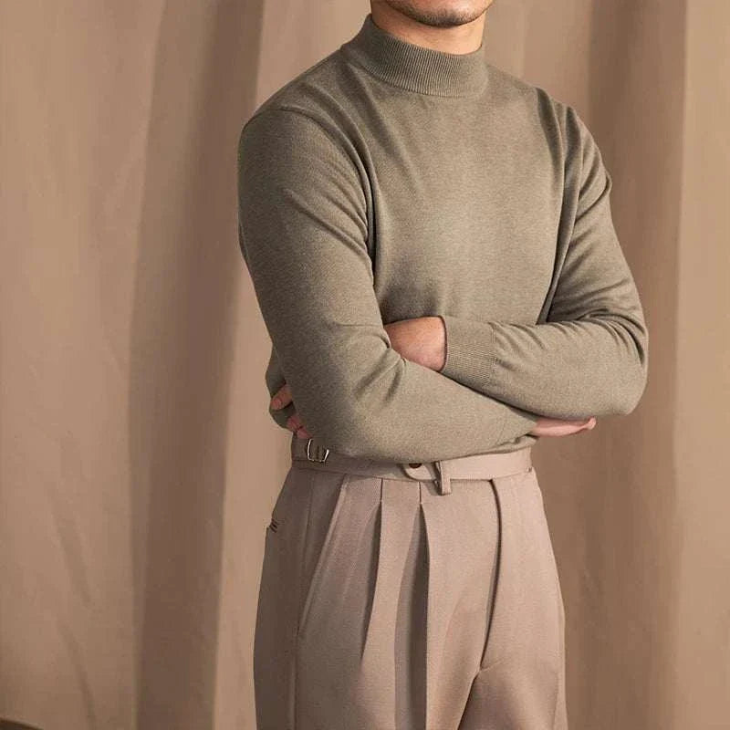 Antonios slim fit half-turtleneck sweater for men in wool, stylish and cozy.