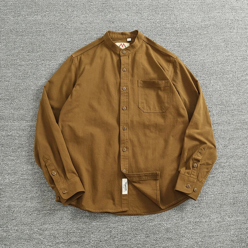 Gentleman stand collar cotton pullover