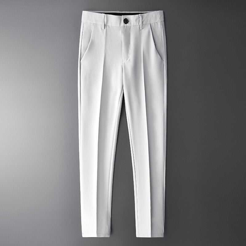 Vinny Office Pants in light grey showcasing elegant tailored fit with classic design features.