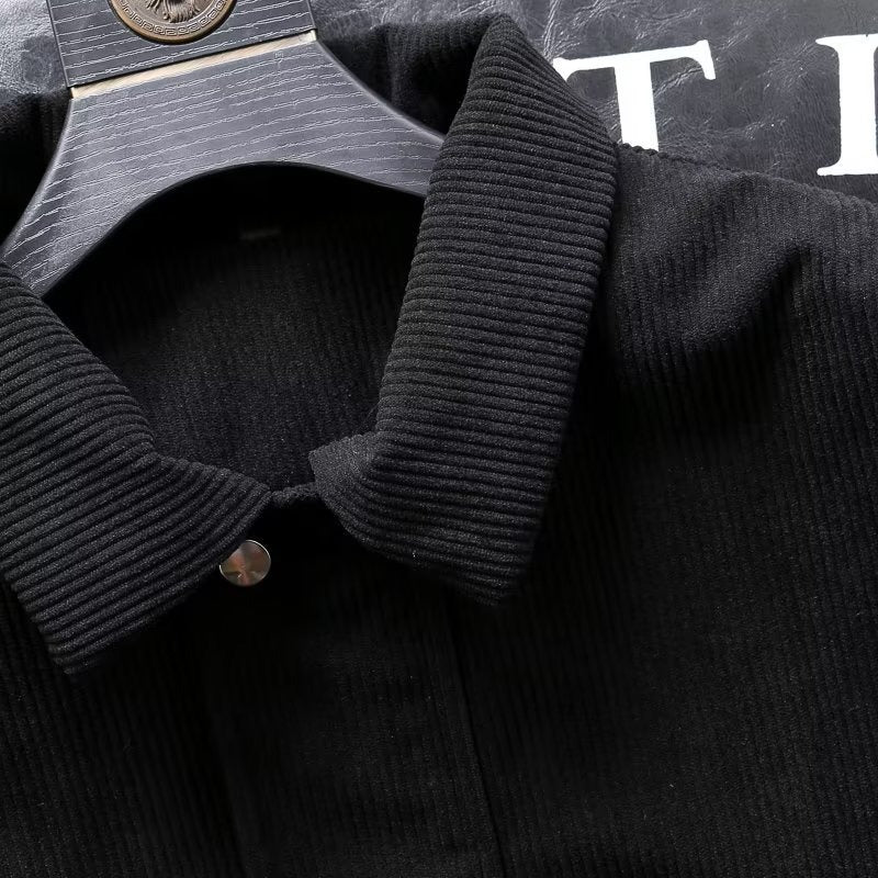 Corduroy casual jacket, men's elegant casual wear, breathable material.