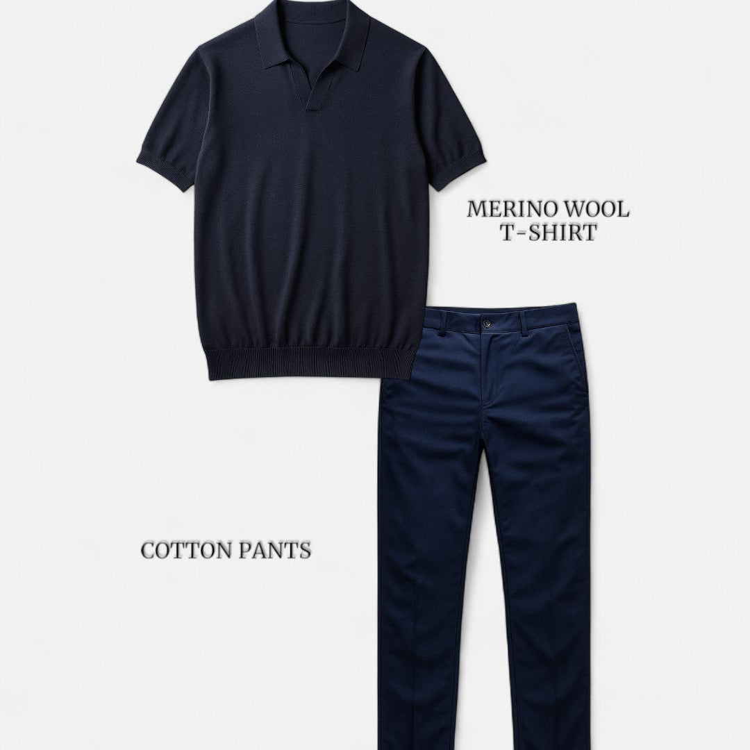 Casual outfit set navy blue + navy blue (T-shirt+pants)