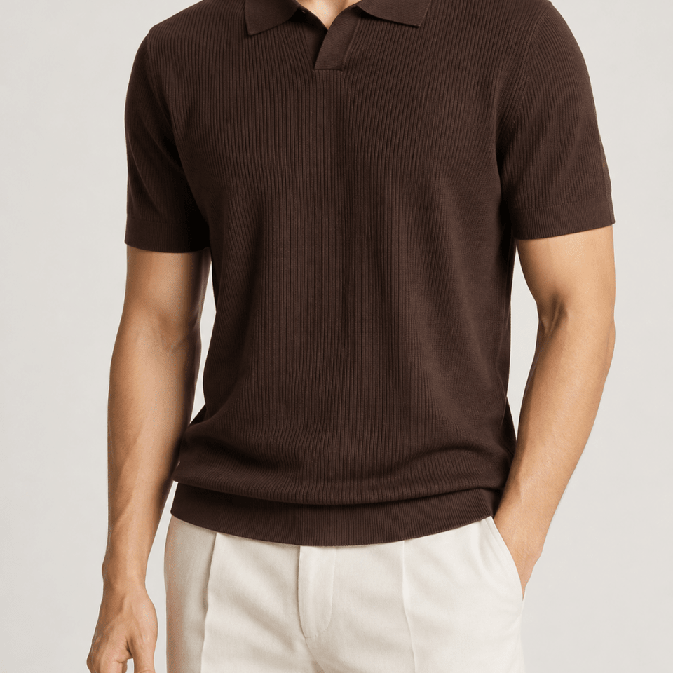 American retro polo golf t-shirt - AntoniosClothing - Coffee