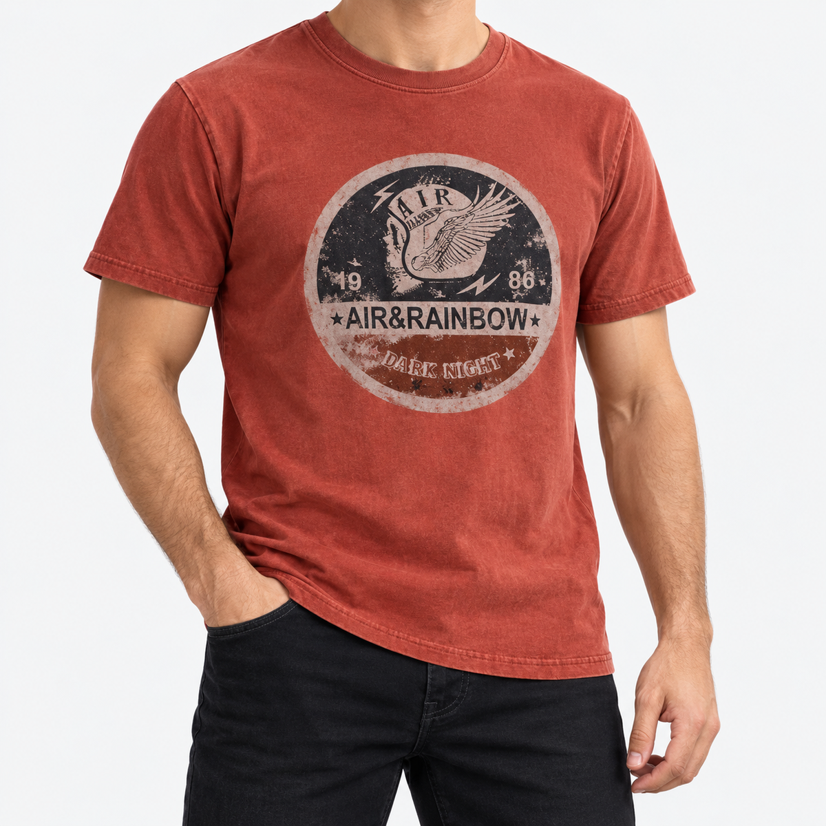 America Retro T-Shirt — rust red