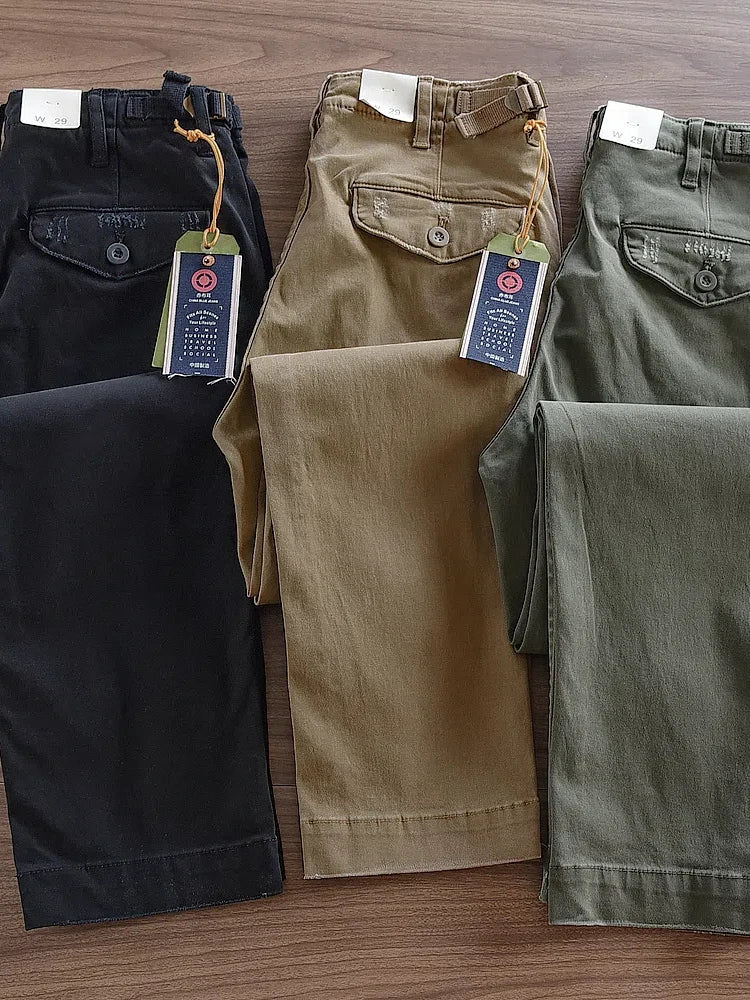 American retro woven cargo pants - Antonios
