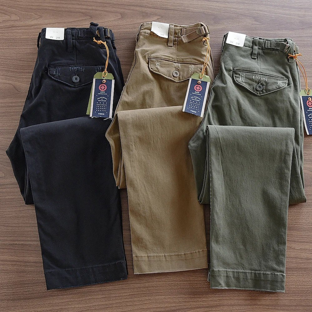 American retro woven cargo pants - Antonios