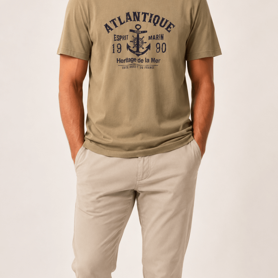 Anchor american retro short sleeve t-shirt - AntoniosClothing - Khaki