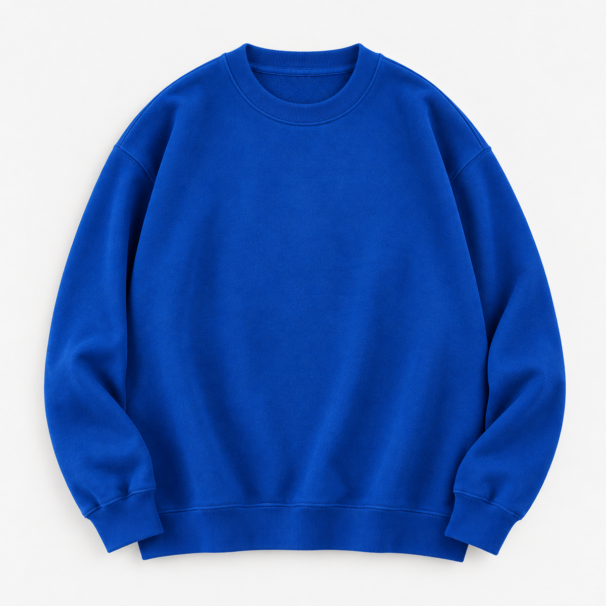 Heavyweight cotton crew neck sweatshirt in royal blue, product view