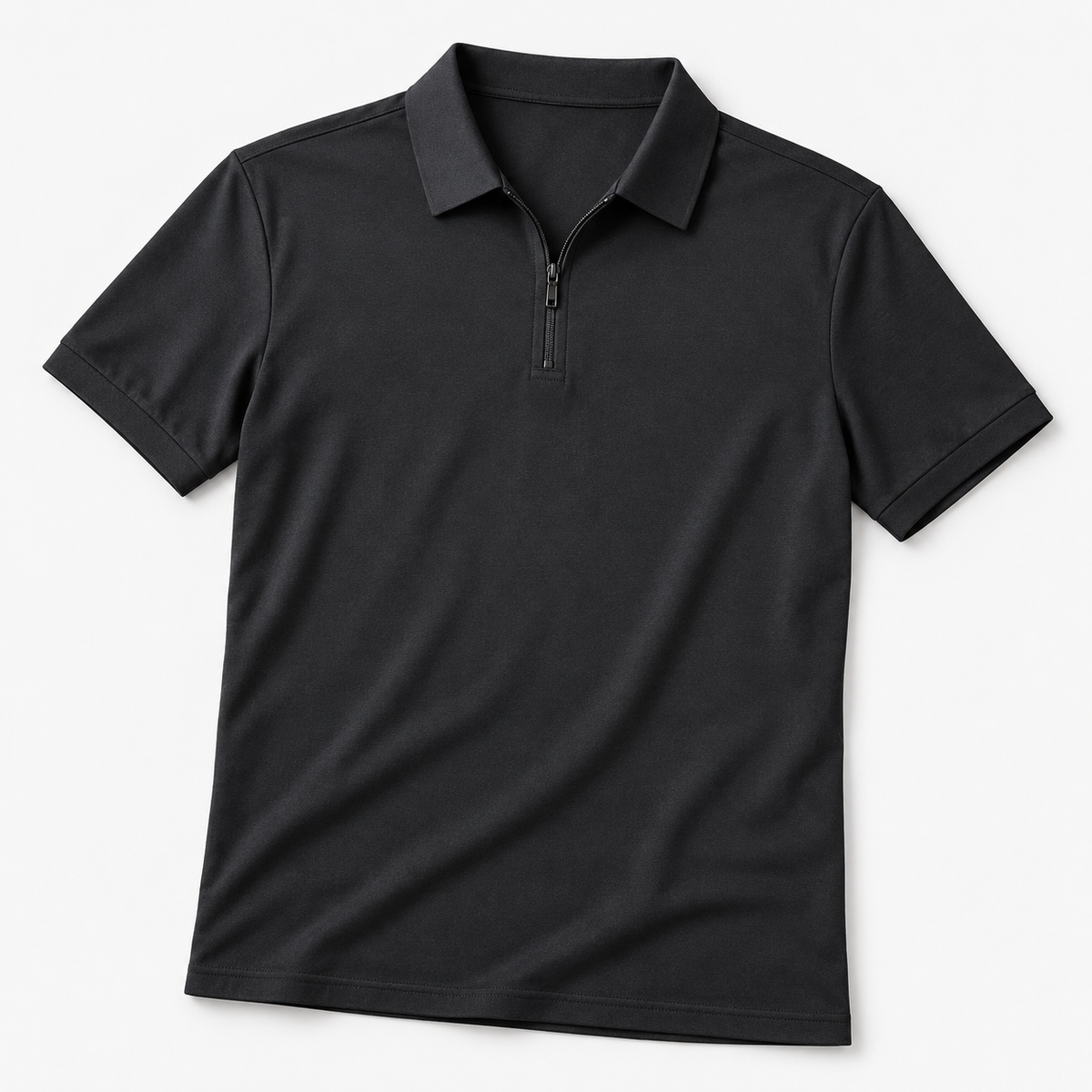 Ramon half-zip polo slim fit stretch t-shirt in ink gray, product-only cover