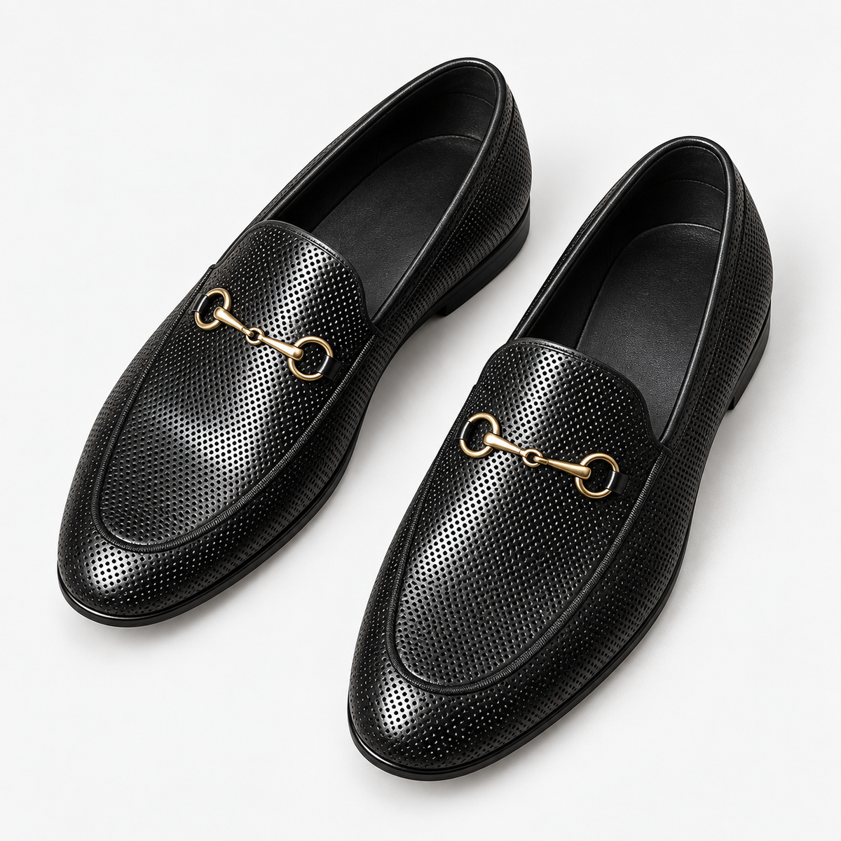 Leonardo summer leather loafers in black, product-only cover