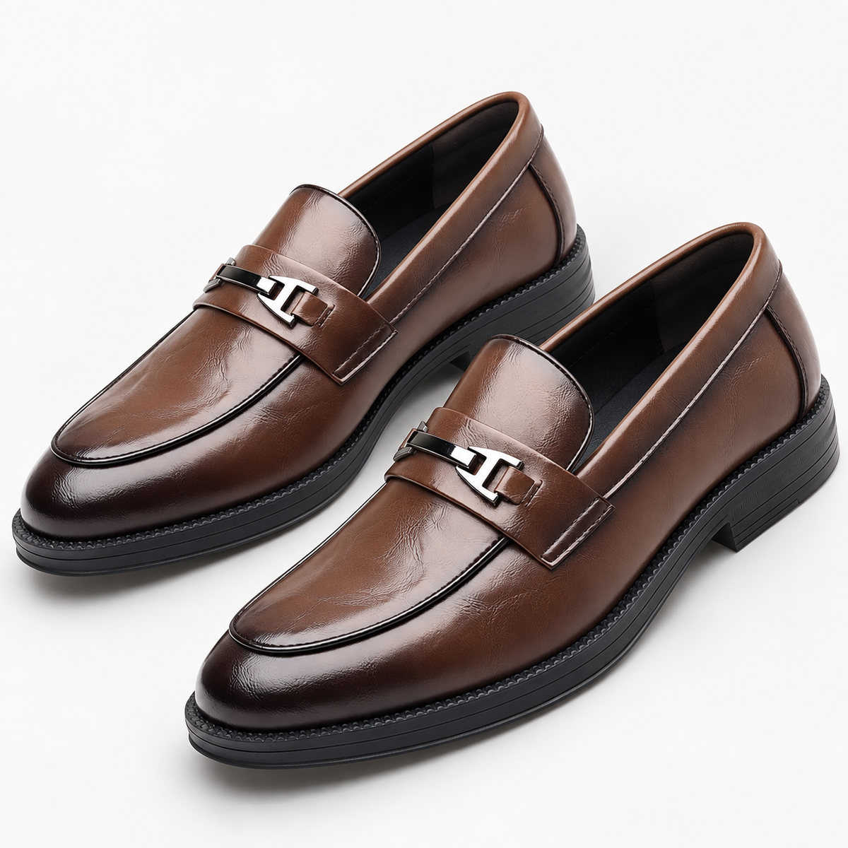 Leonardo slip-on business loafers in brown, product-only cover