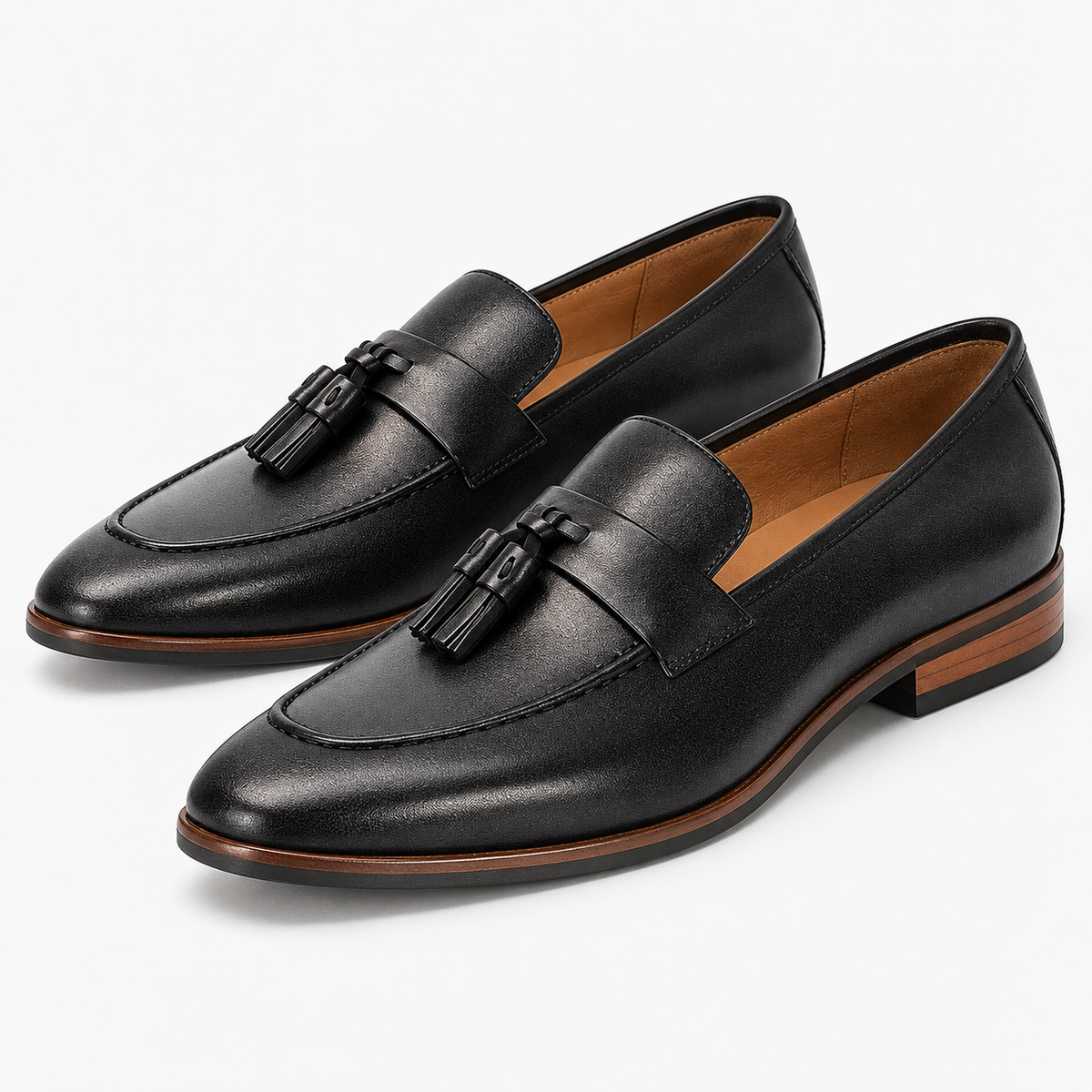 Leonardo genuine leather italian moccasins in black, product-only cover