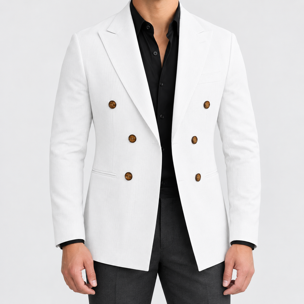 Leo soft slim fit blazer in white, front worn view