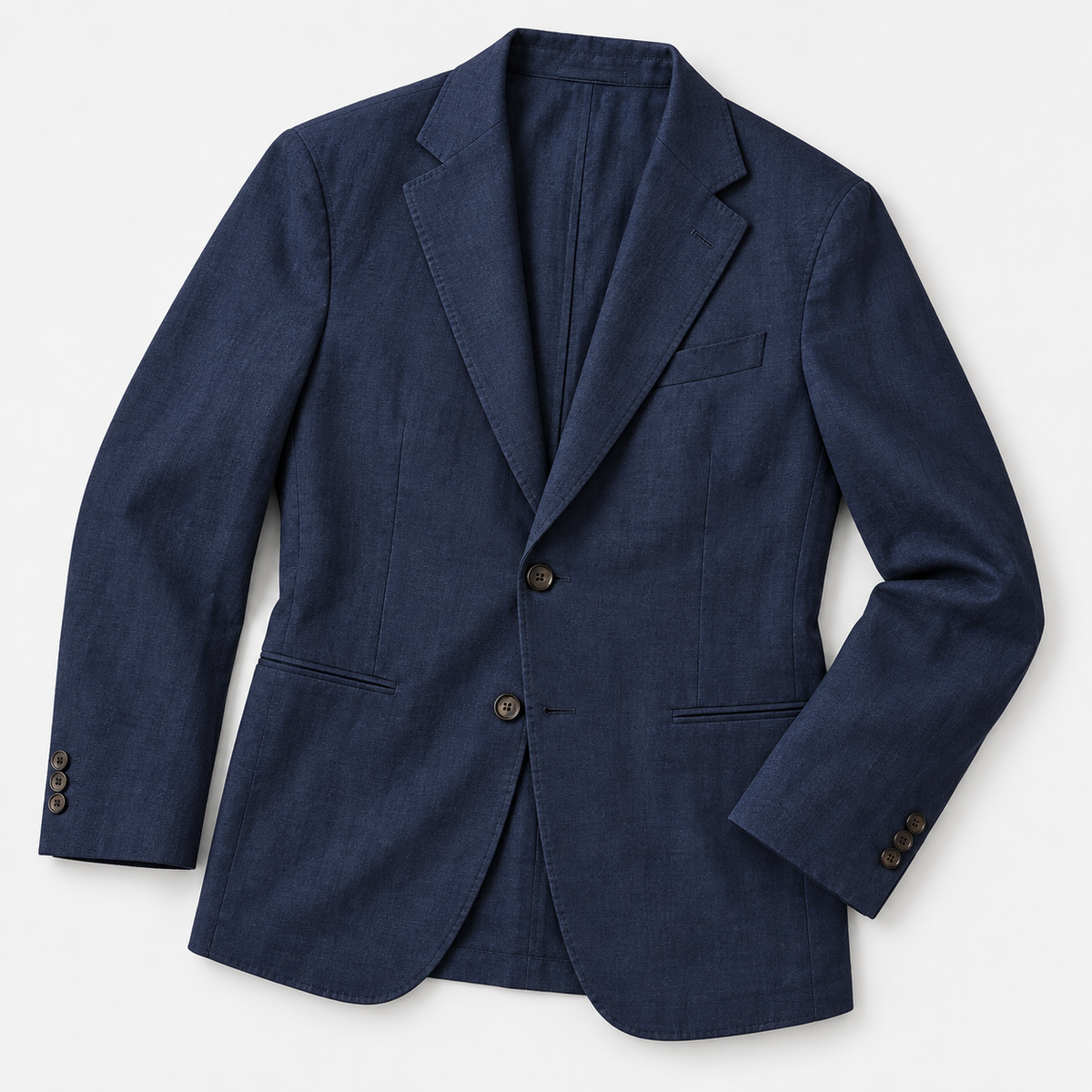 Leo linen cotton blend casual suit jacket in navy blue, product-only cover