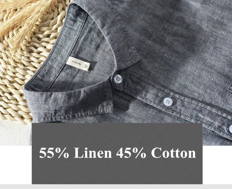 Antonios Solid Long - sleeved Linen Shirt - Antonios