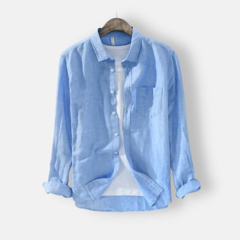 Antonios Solid Long - sleeved Linen Shirt - Antonios