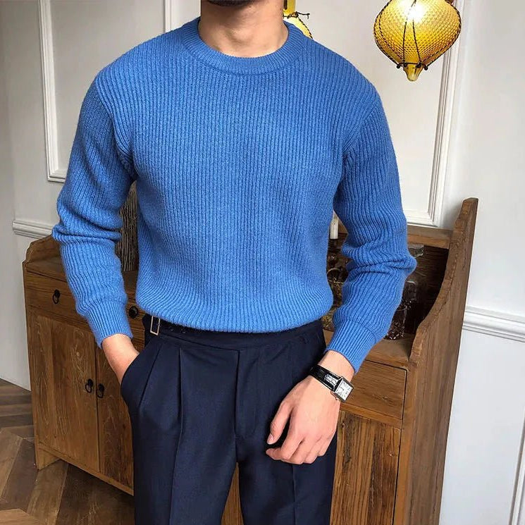 Antonios solid round neck knit sweater - Antonios