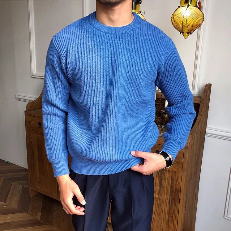 Antonios solid round neck knit sweater - Antonios