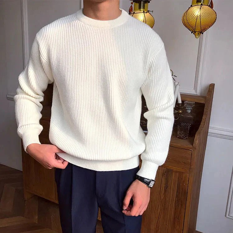 Antonios solid round neck knit sweater - Antonios