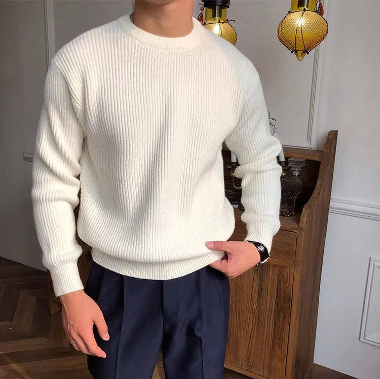 Antonios solid round neck knit sweater - Antonios