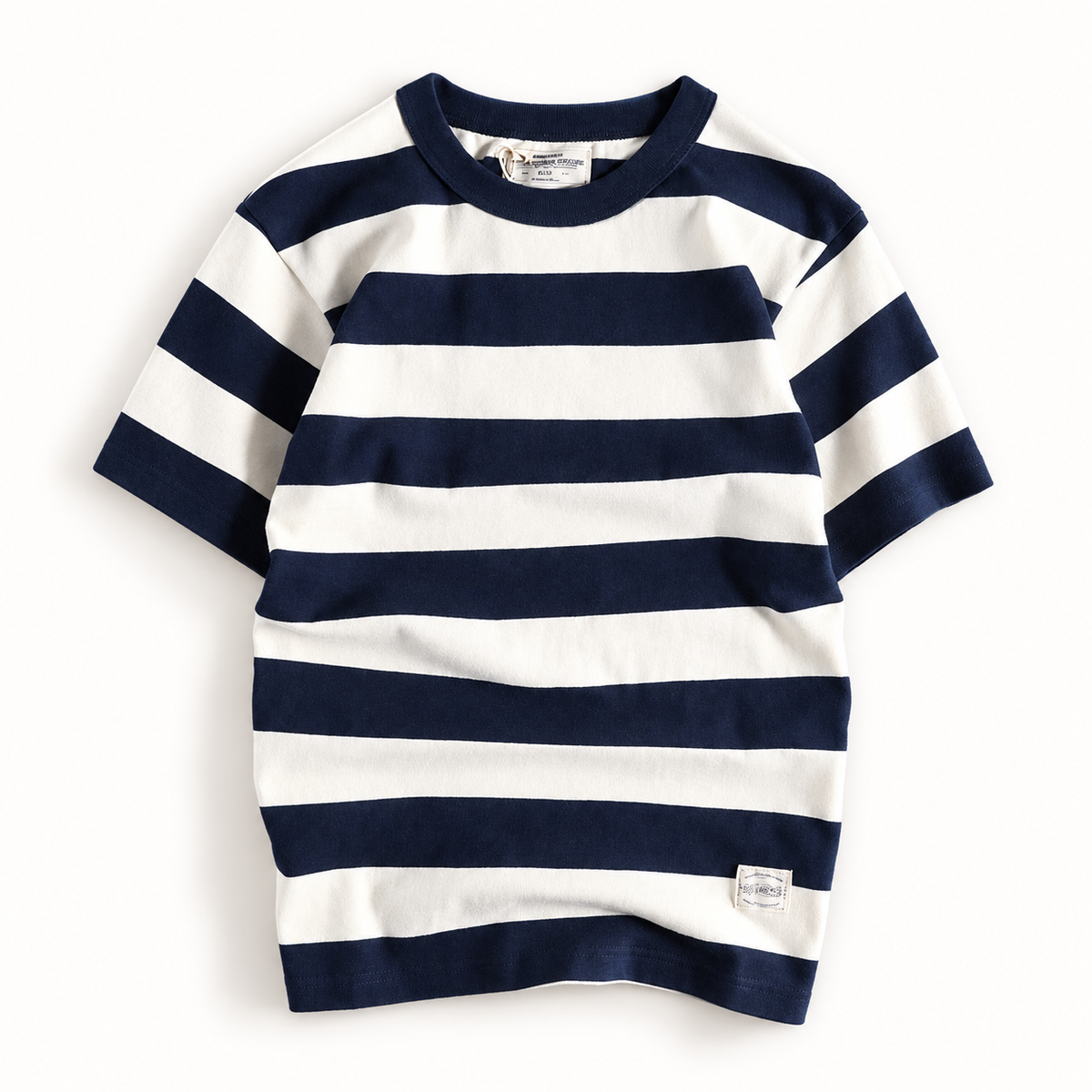 Men's cotton-linen striped t-shirt in Blue – product view