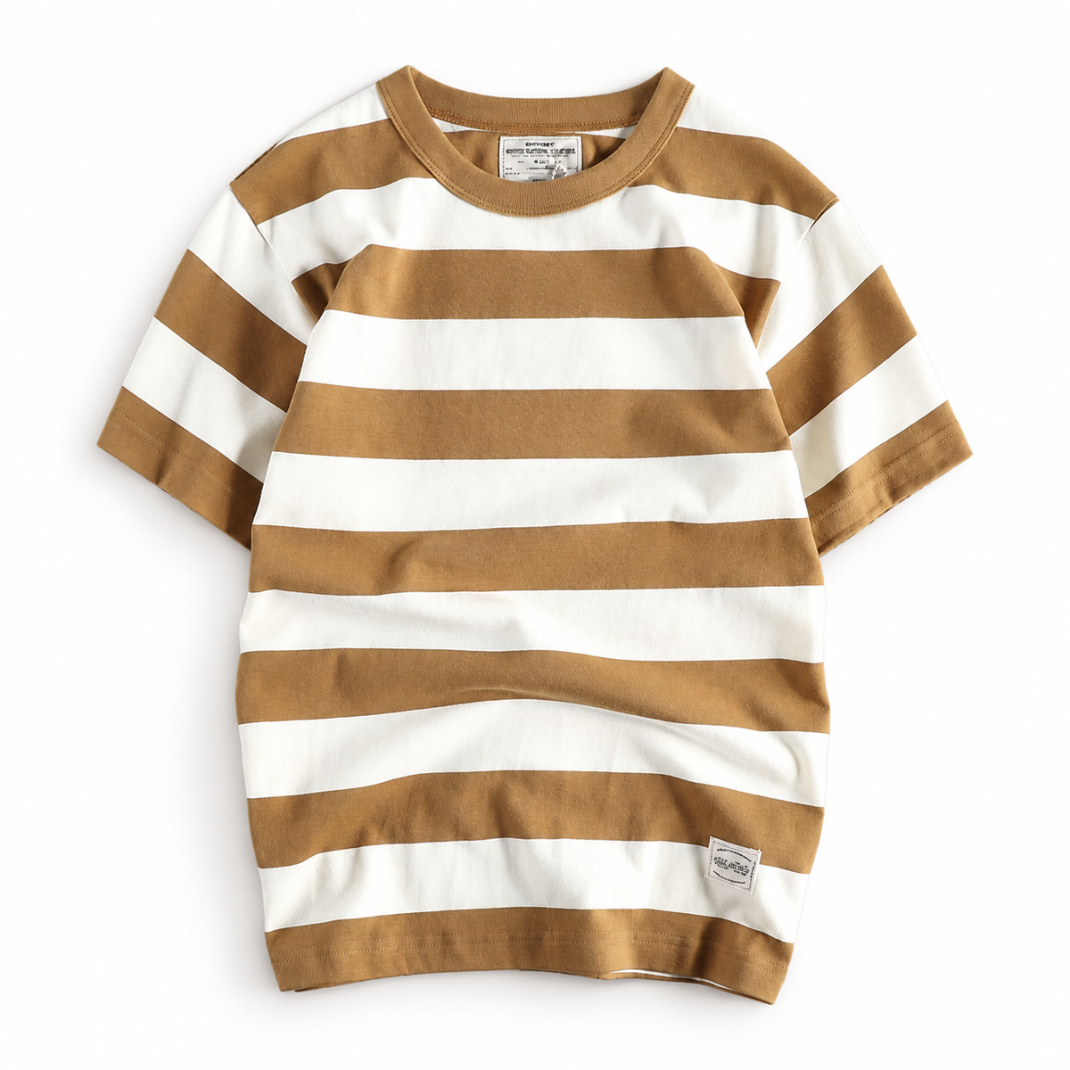 Men's cotton-linen striped t-shirt in Yellow 3 – product view