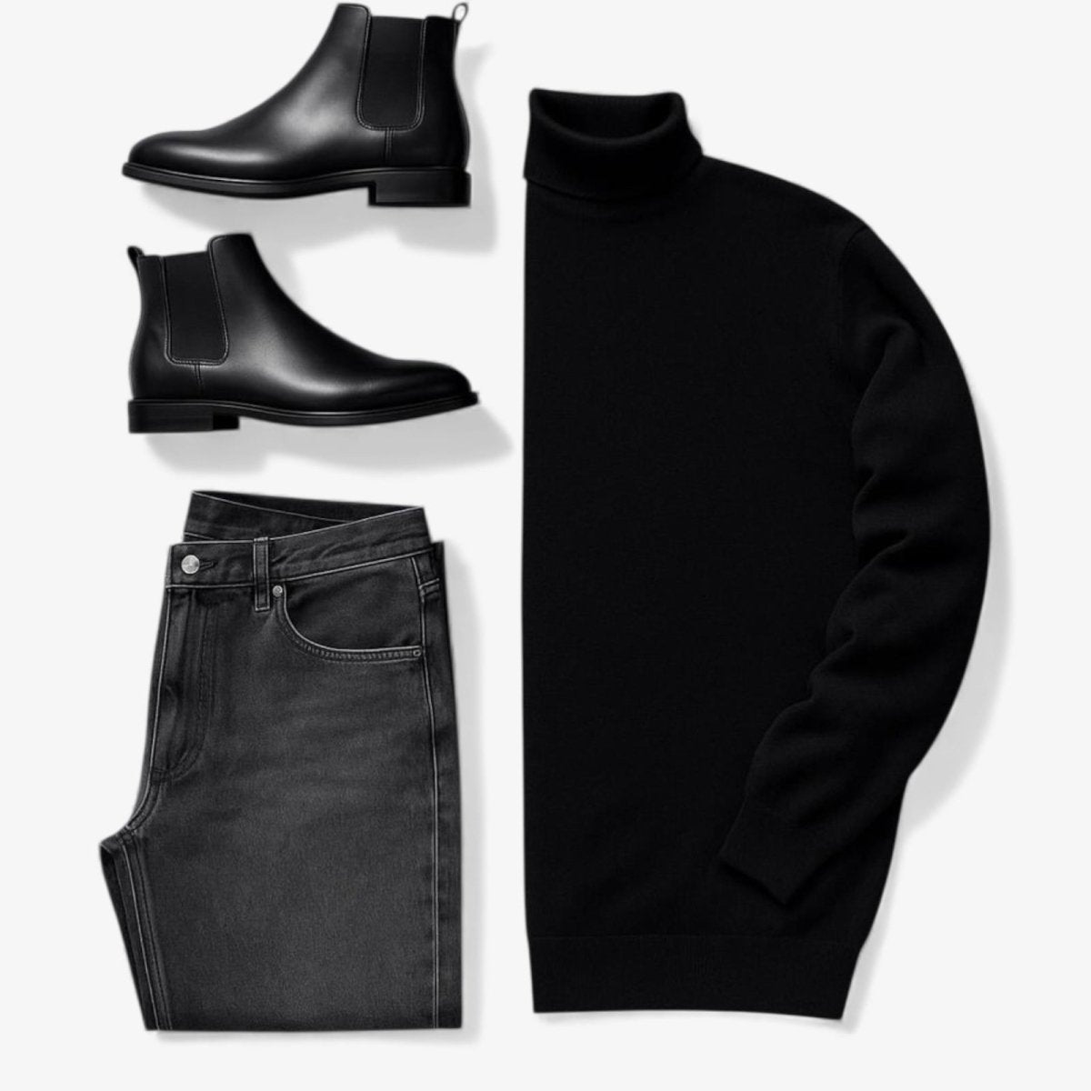 Autumn full black set (sweater+trousers+boots) - Antonios