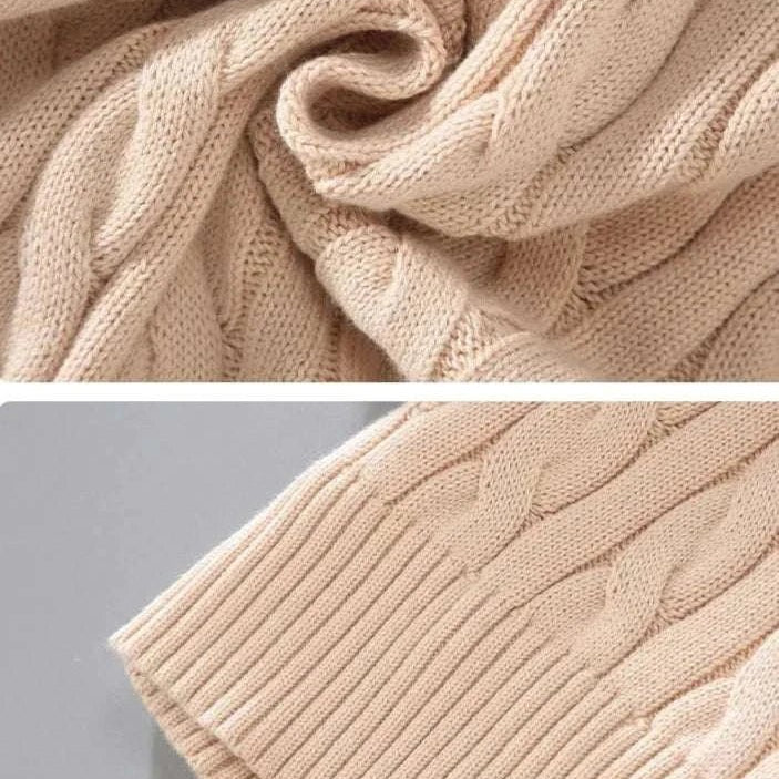 Autumn half zipper braided cotton sweater - Antonios