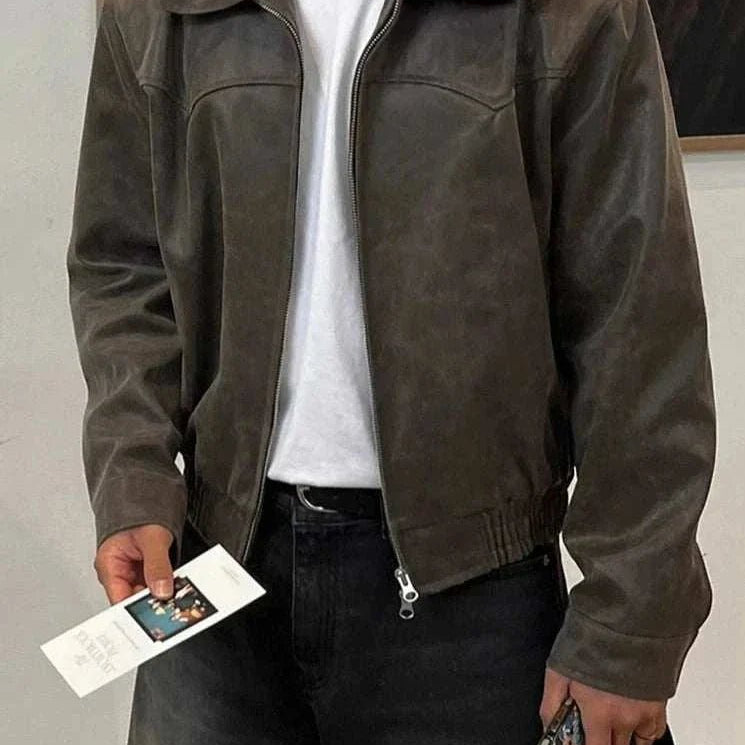 Autumn vintage PU leather jacket - Antonios