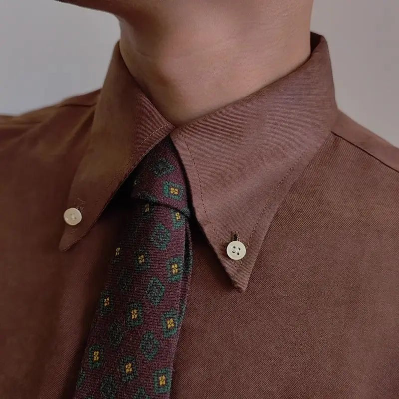 British coffee toned shirt retro business chic - Antonios