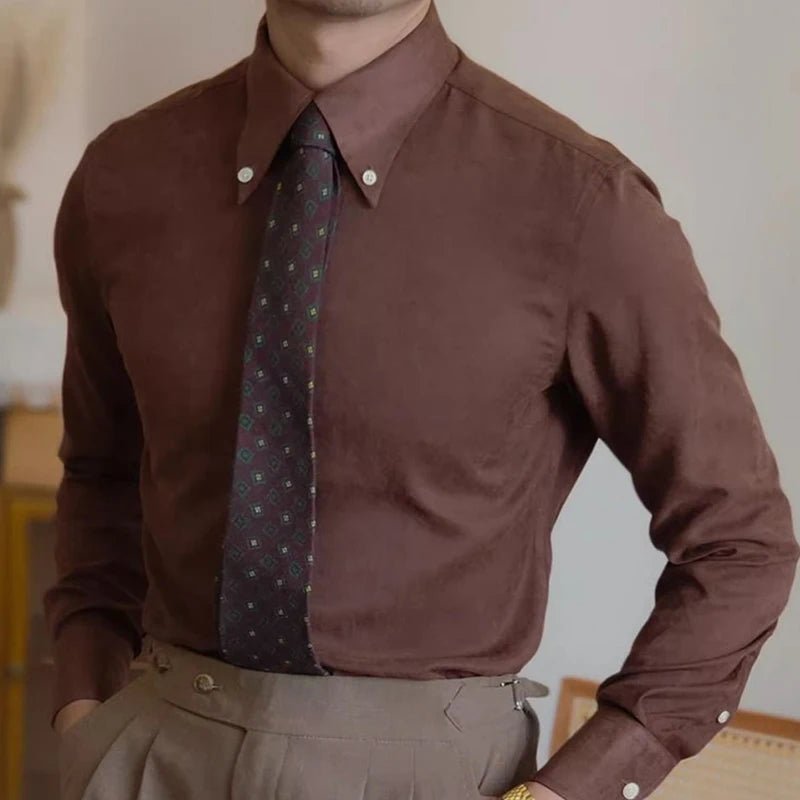 British coffee toned shirt retro business chic - Antonios