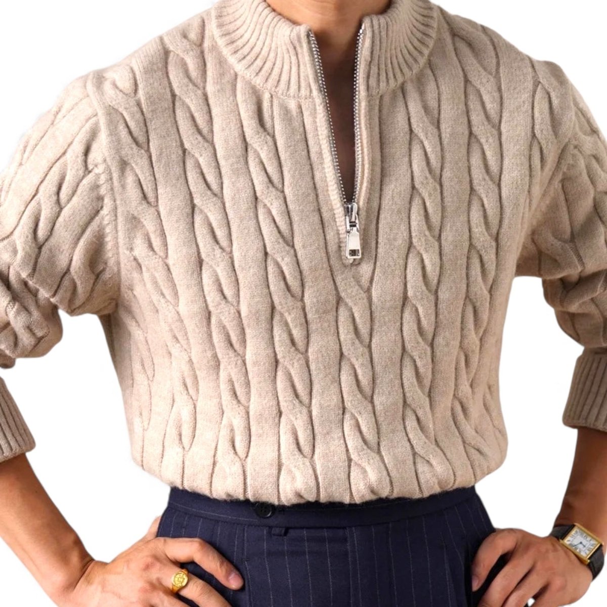 Cable - knit half - zip sweater - Antonios