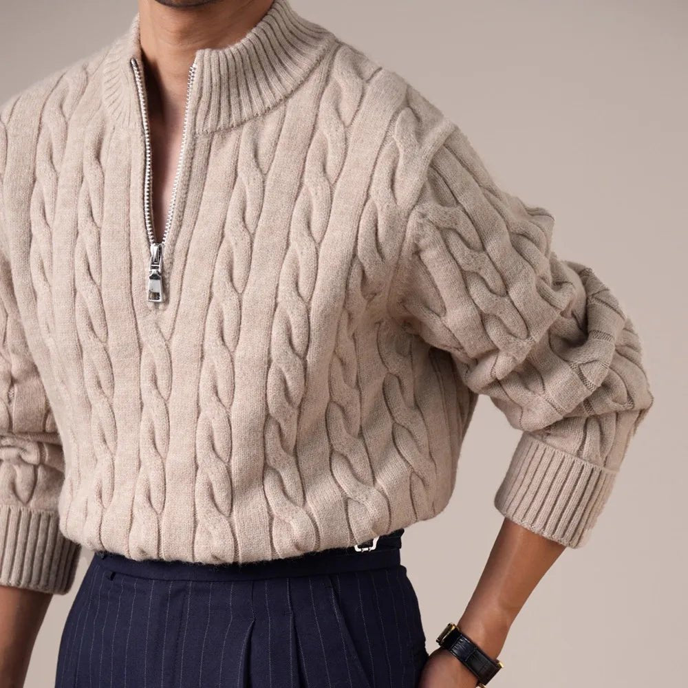Cable - knit half - zip sweater - Antonios