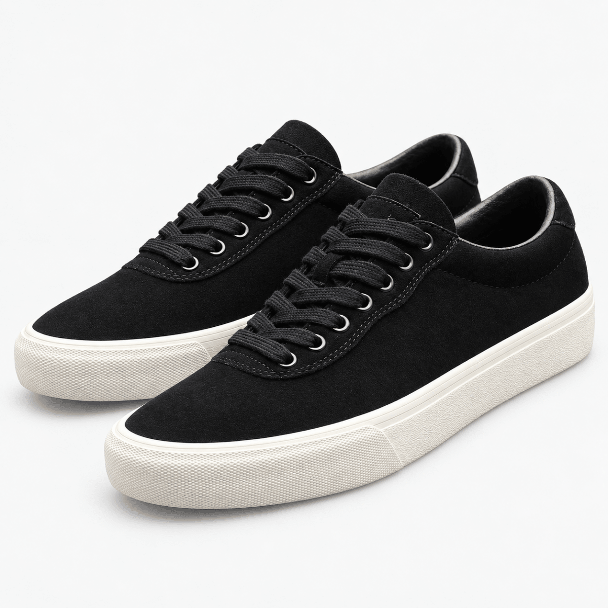 Canvas lace up sneakers with contrast soles - AntoniosClothing - Black
