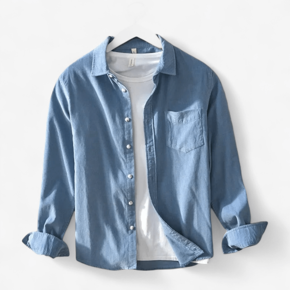 Casual cotton long sleeve shirt with pocket - Antonios