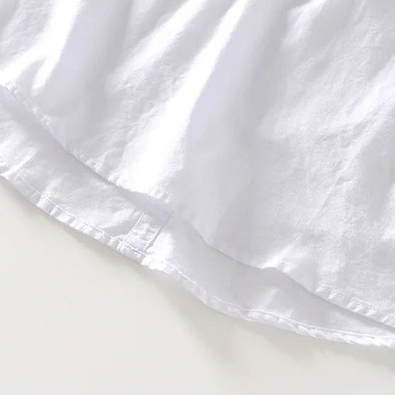 Casual long - sleeve white cotton beach vacation top - Antonios