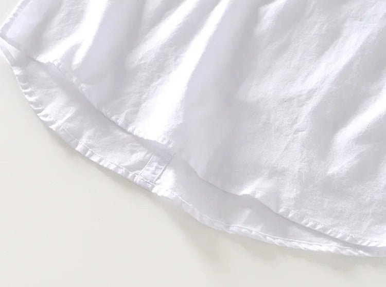 Casual long - sleeve white cotton beach vacation top - Antonios