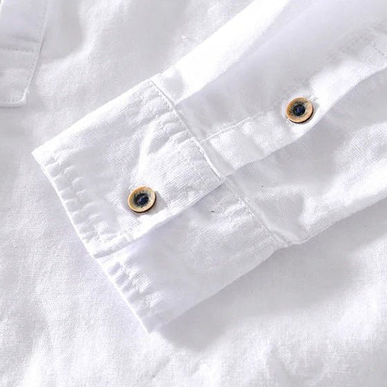 Casual long - sleeve white cotton beach vacation top - Antonios