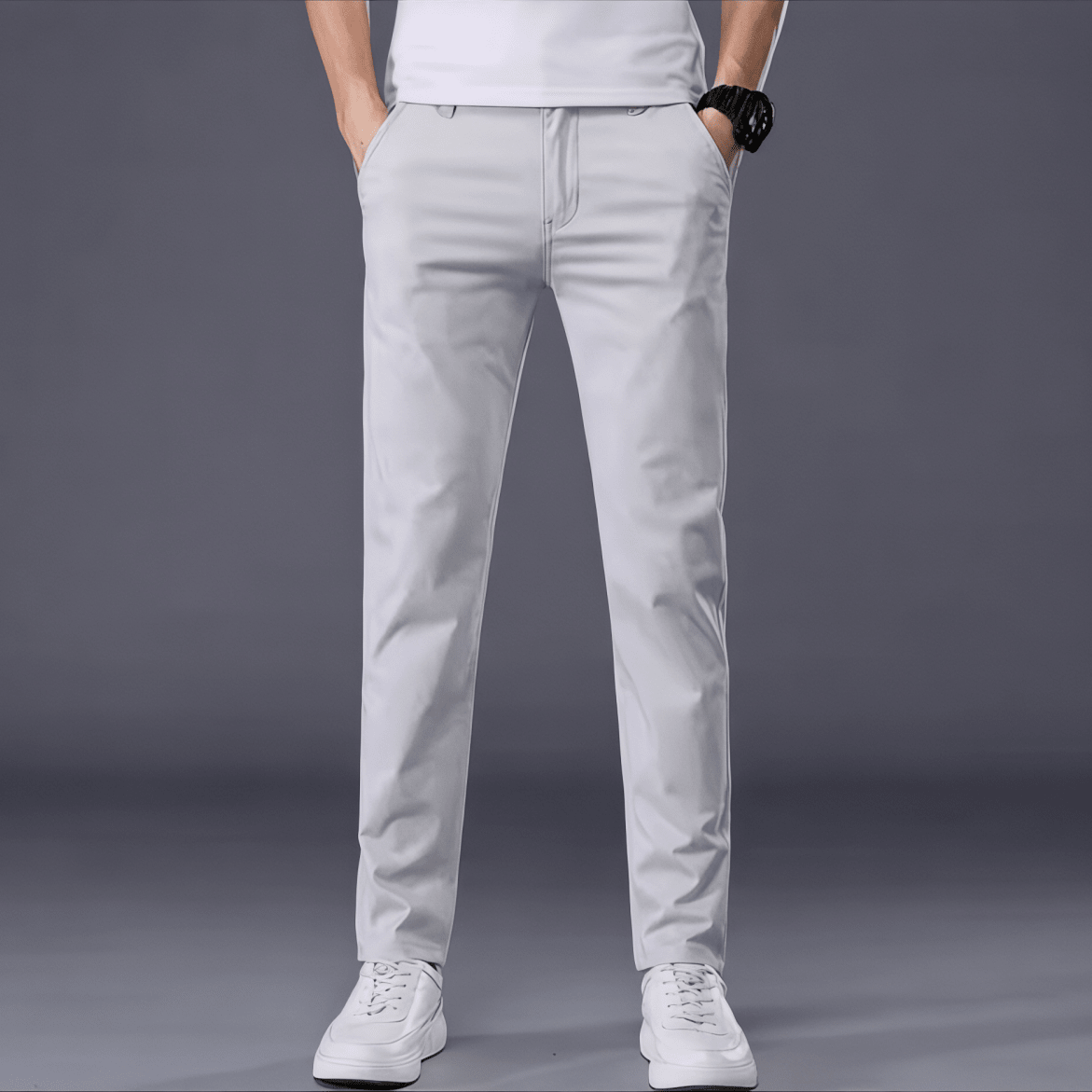 Casual outfit set light gray + white (T-shirt+pants) - Antonios