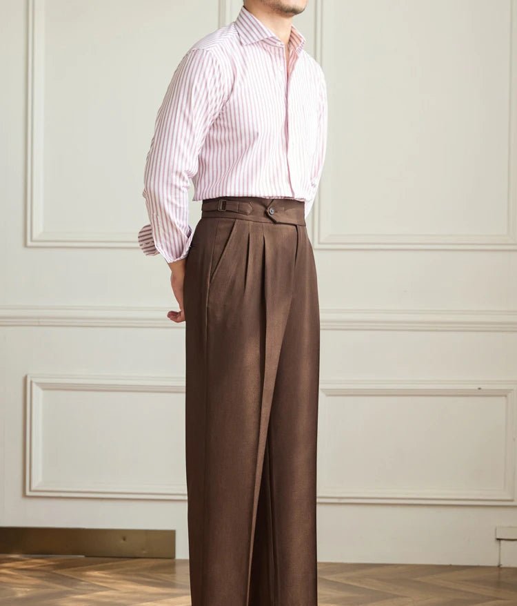 Casual wide - leg high - waist italian pants - Antonios