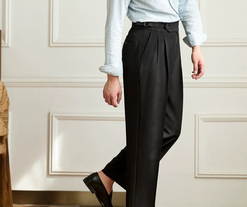 Casual wide - leg high - waist italian pants - Antonios