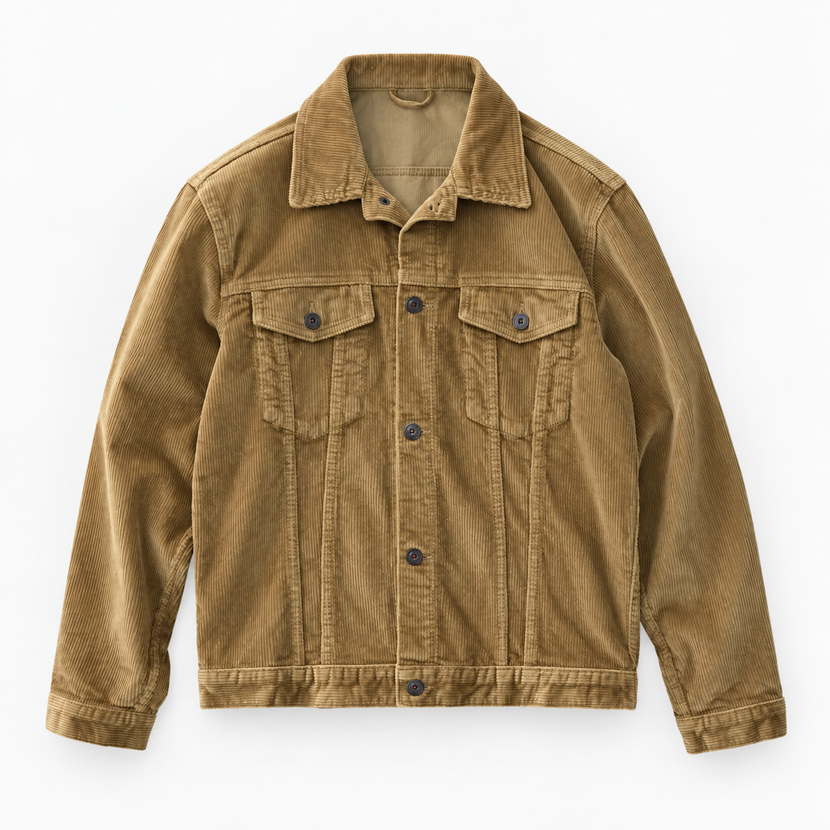 Cotton corduroy trucker jacket in khaki, product cover