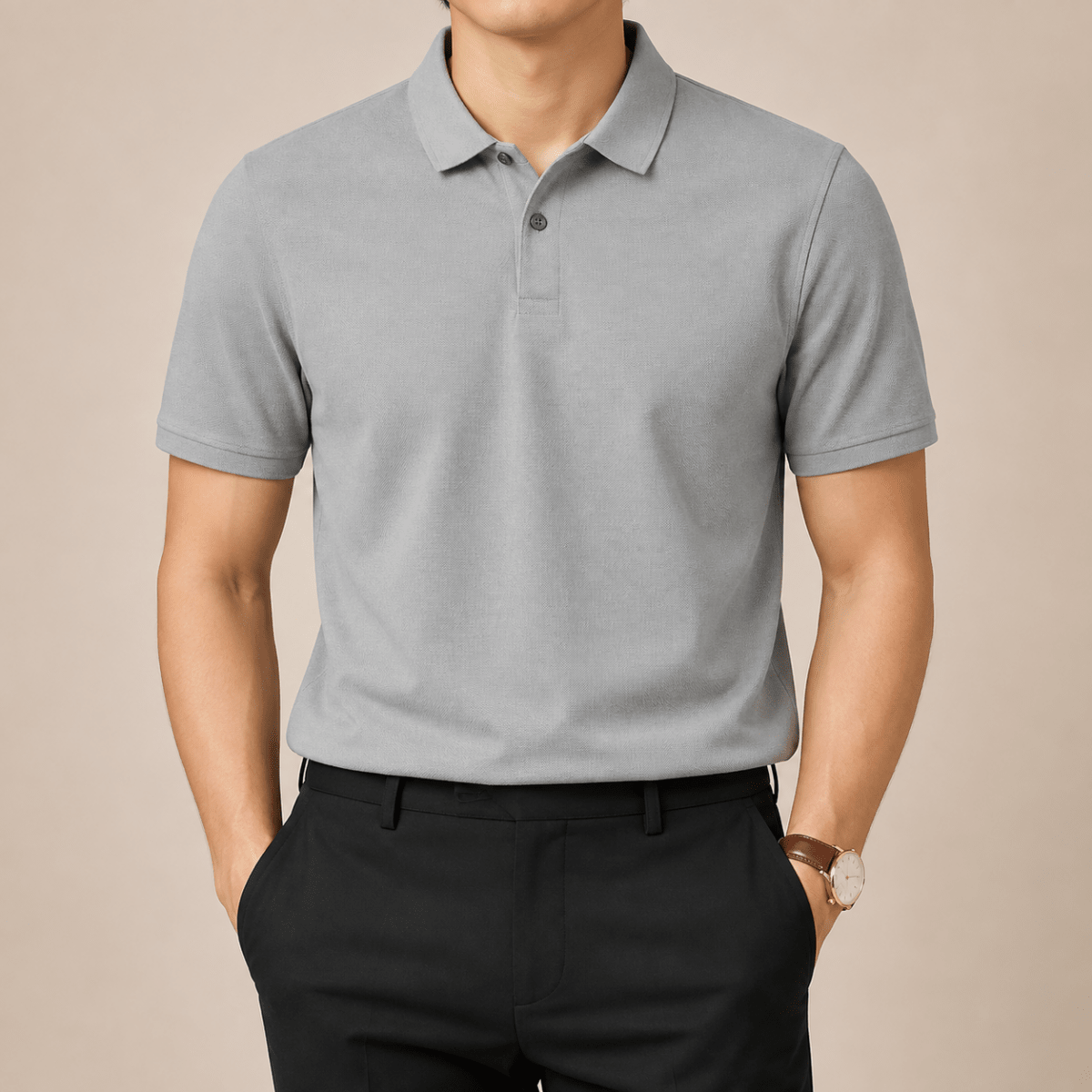 Cotton golf polo shirt - AntoniosClothing - Light gray
