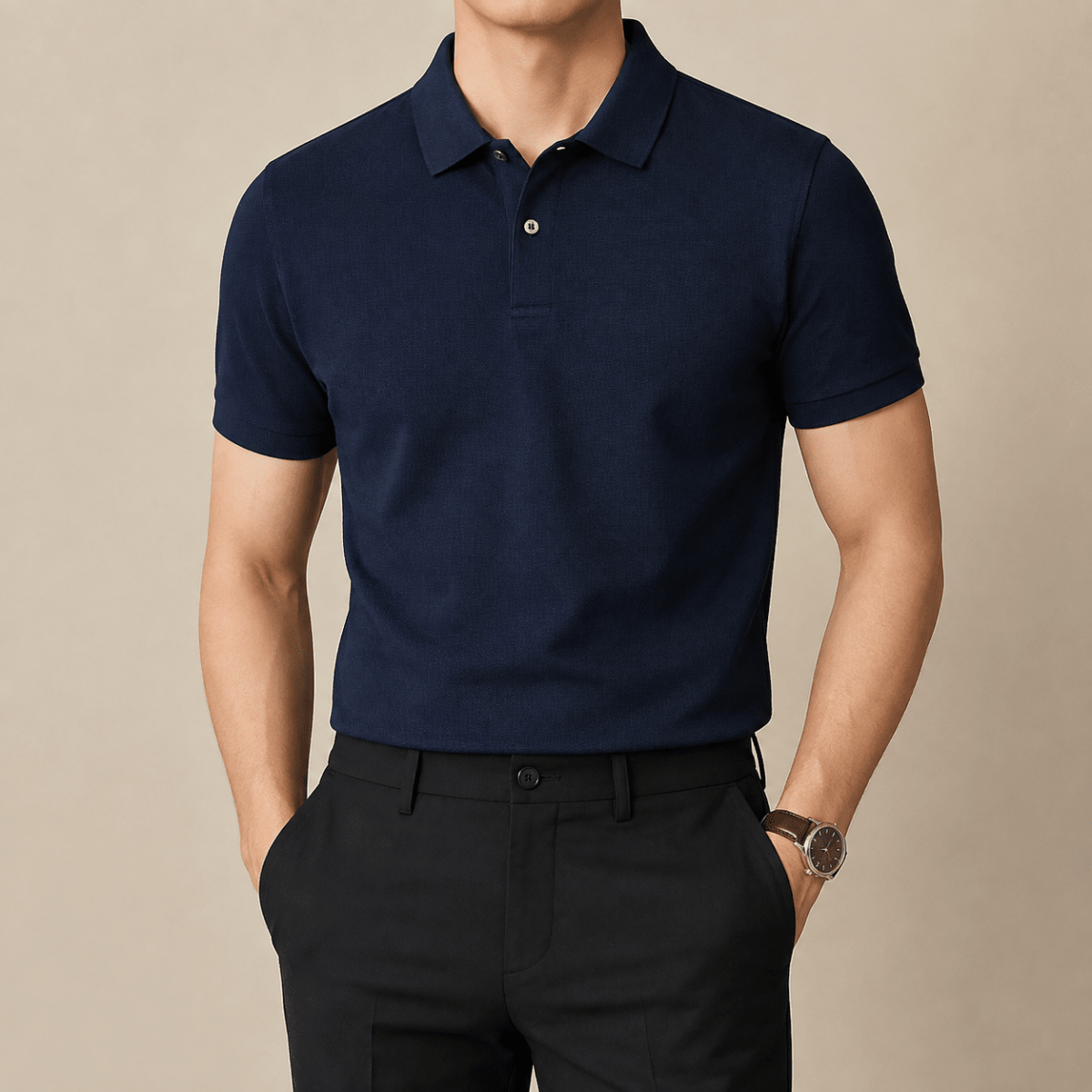 Cotton golf polo shirt - AntoniosClothing - Navy blue