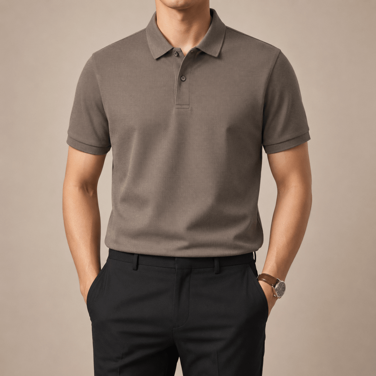 Cotton golf polo shirt - AntoniosClothing - Khaki