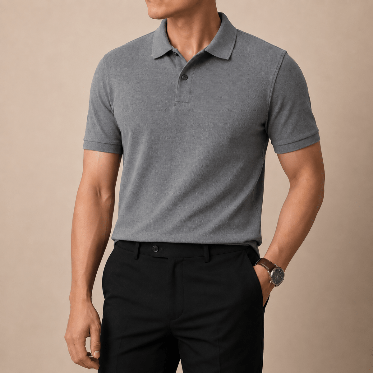 Cotton golf polo shirt - AntoniosClothing - Red gray