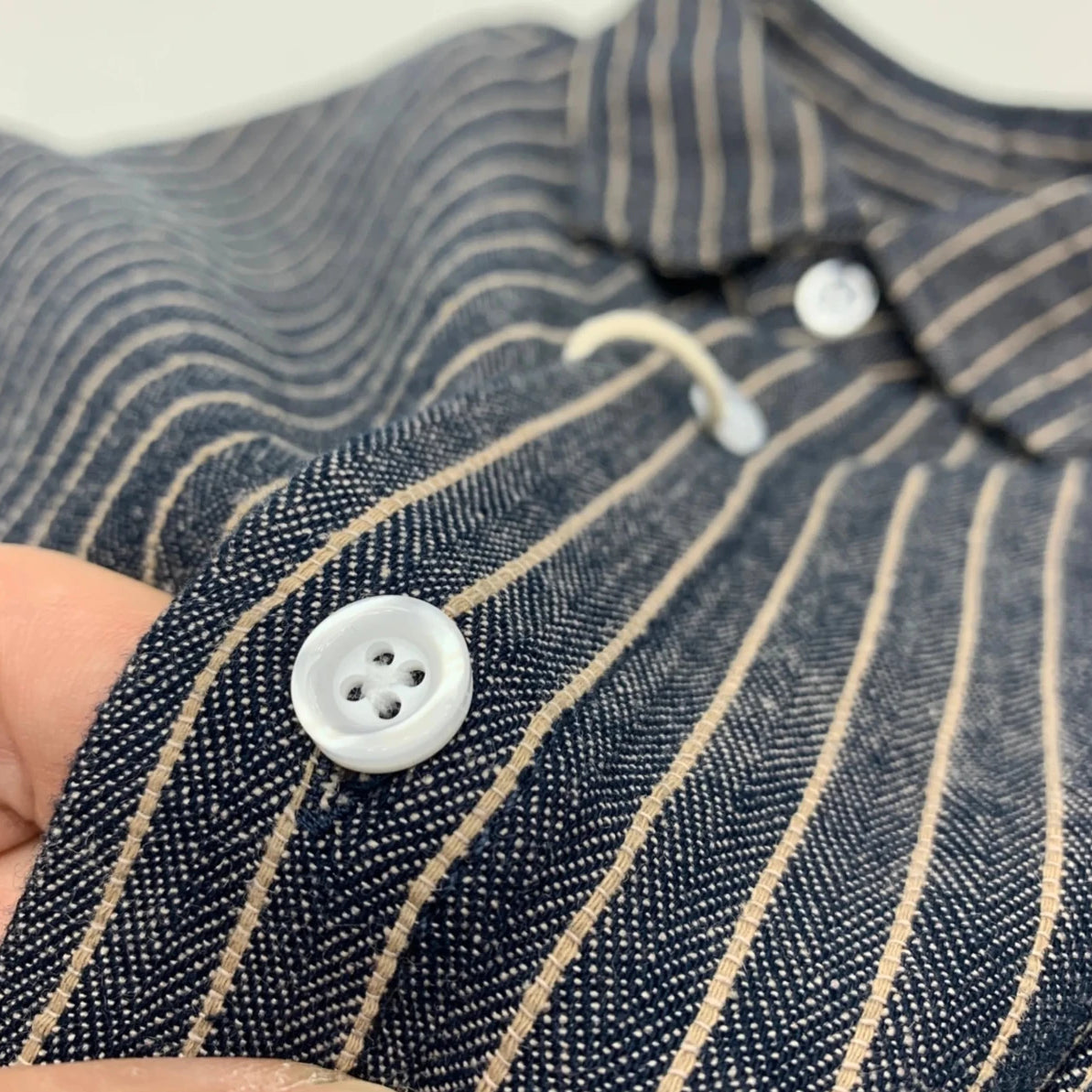 Cotton linen striped long sleeve shirt - Antonios