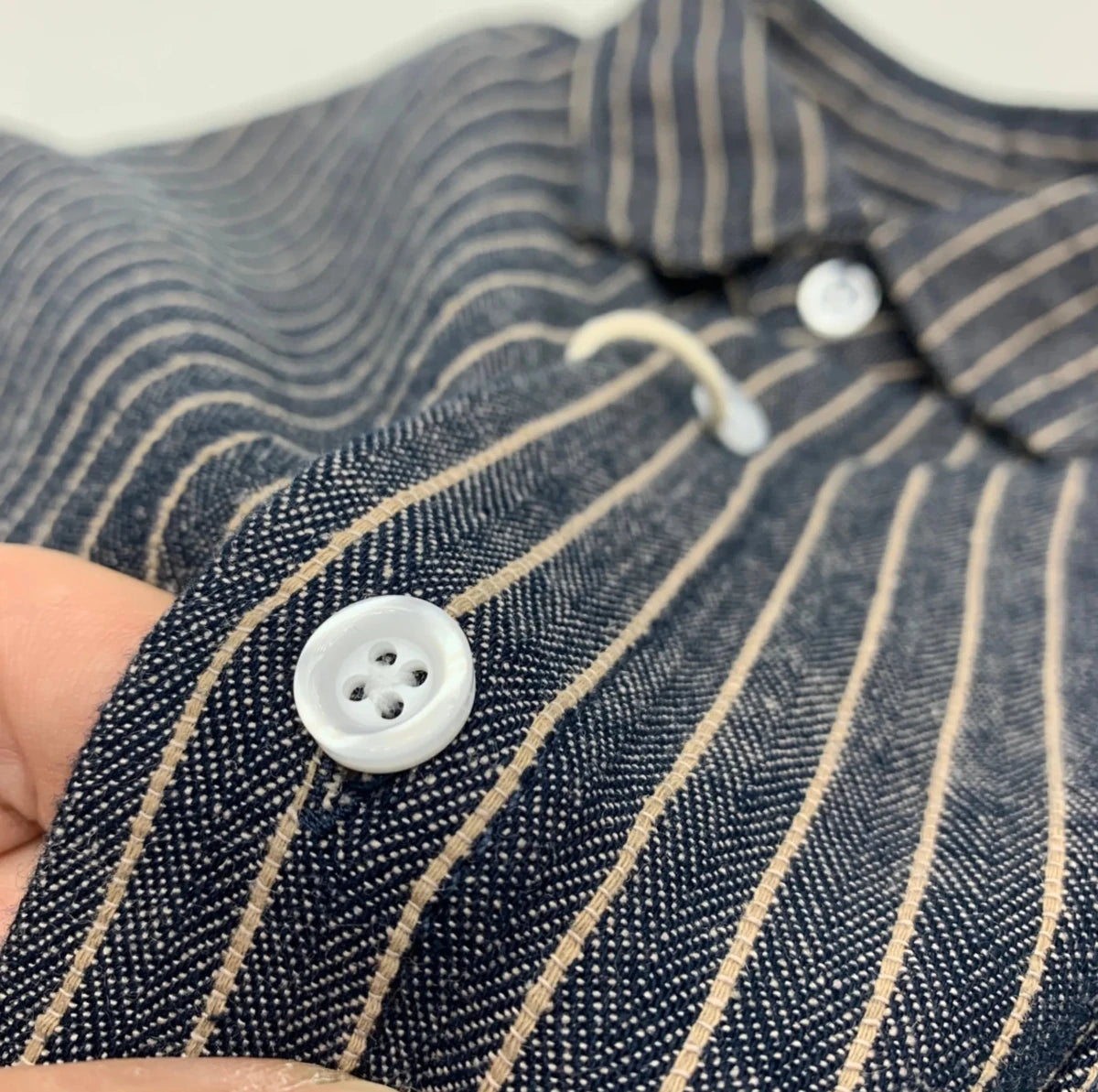 Cotton linen striped long sleeve shirt - Antonios